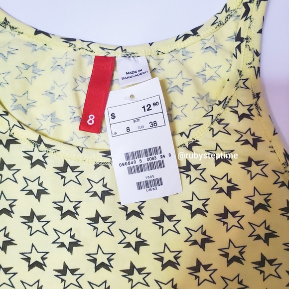 ✨️SALE✨️2 for $13✨️ H&M Pop Art Star Print, Graphic Tank Top, Yellow, Black, NWT - Picture 5 of 6
